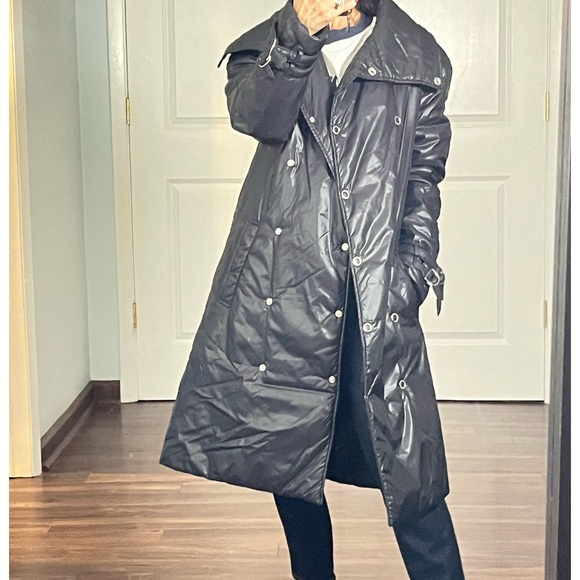 Martin Margiela black double breasted shiny trench coat size 6 - Picture 3 of 17